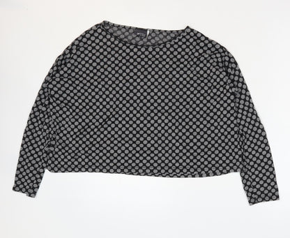 Womens UK Size S Sparkle & Fade Grey Cropped T-Shirt