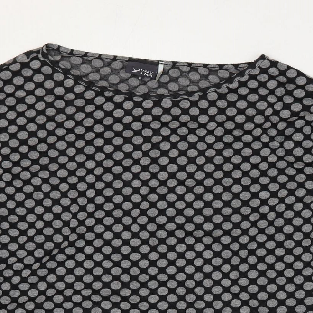 Womens UK Size S Sparkle & Fade Grey Cropped T-Shirt