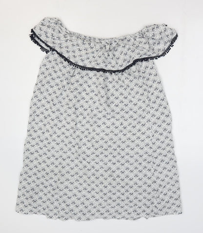 George Womens White Floral Viscose A-Line Size 14 Off the Shoulder Pullover