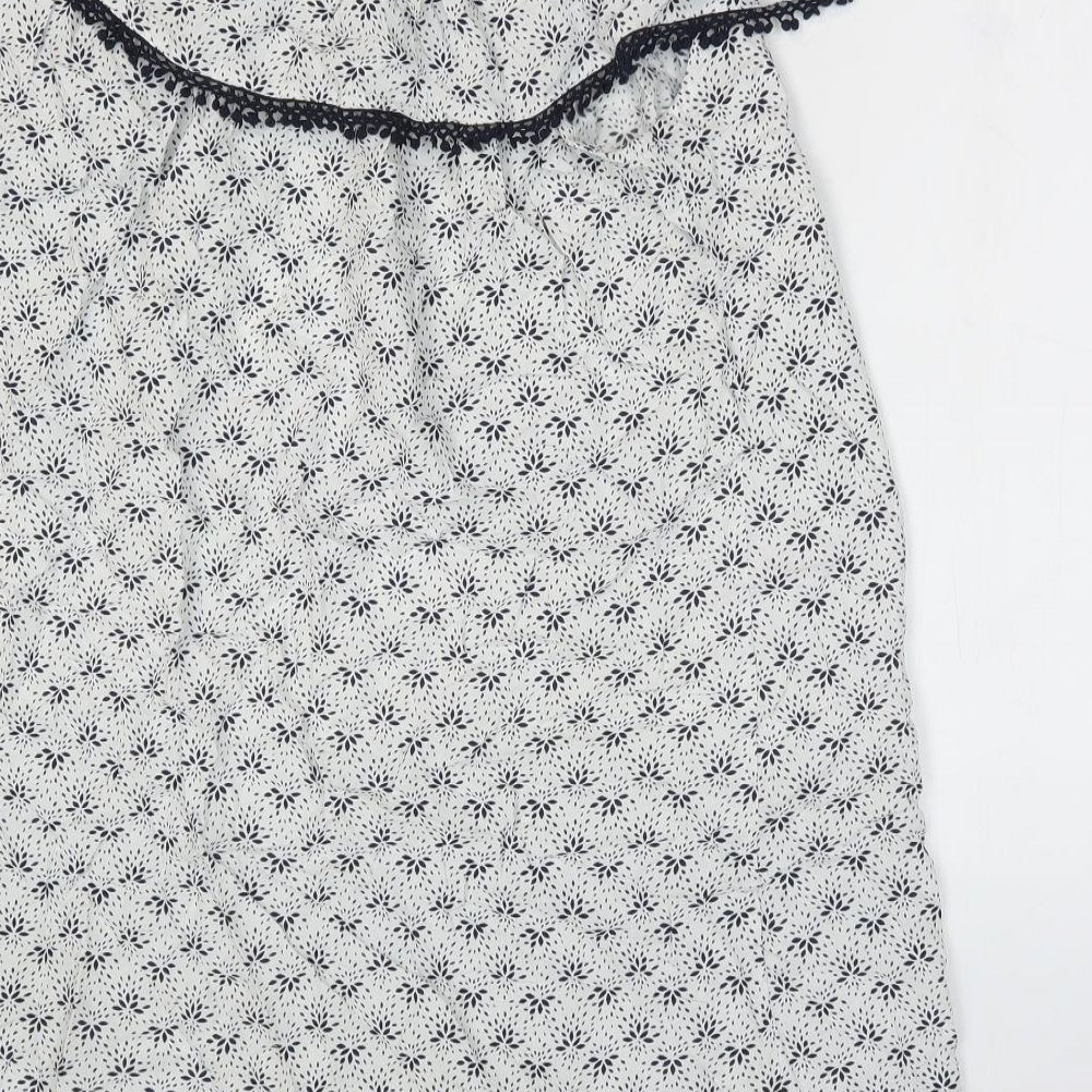 George Womens White Floral Viscose A-Line Size 14 Off the Shoulder Pullover