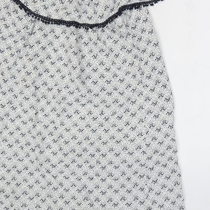 George Womens White Floral Viscose A-Line Size 14 Off the Shoulder Pullover