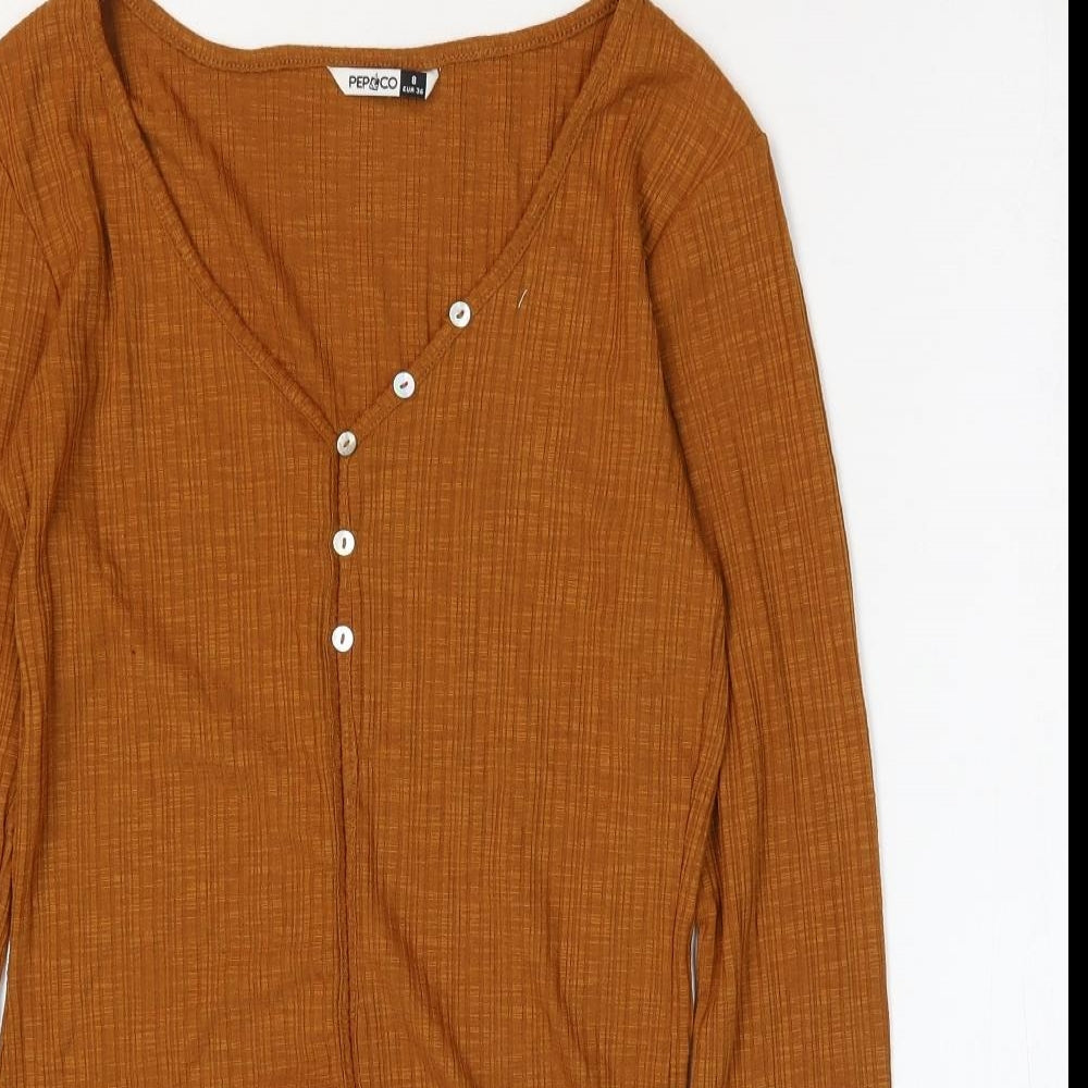 Womens UK Size 8 PEP&Co Brown Basic Blouse