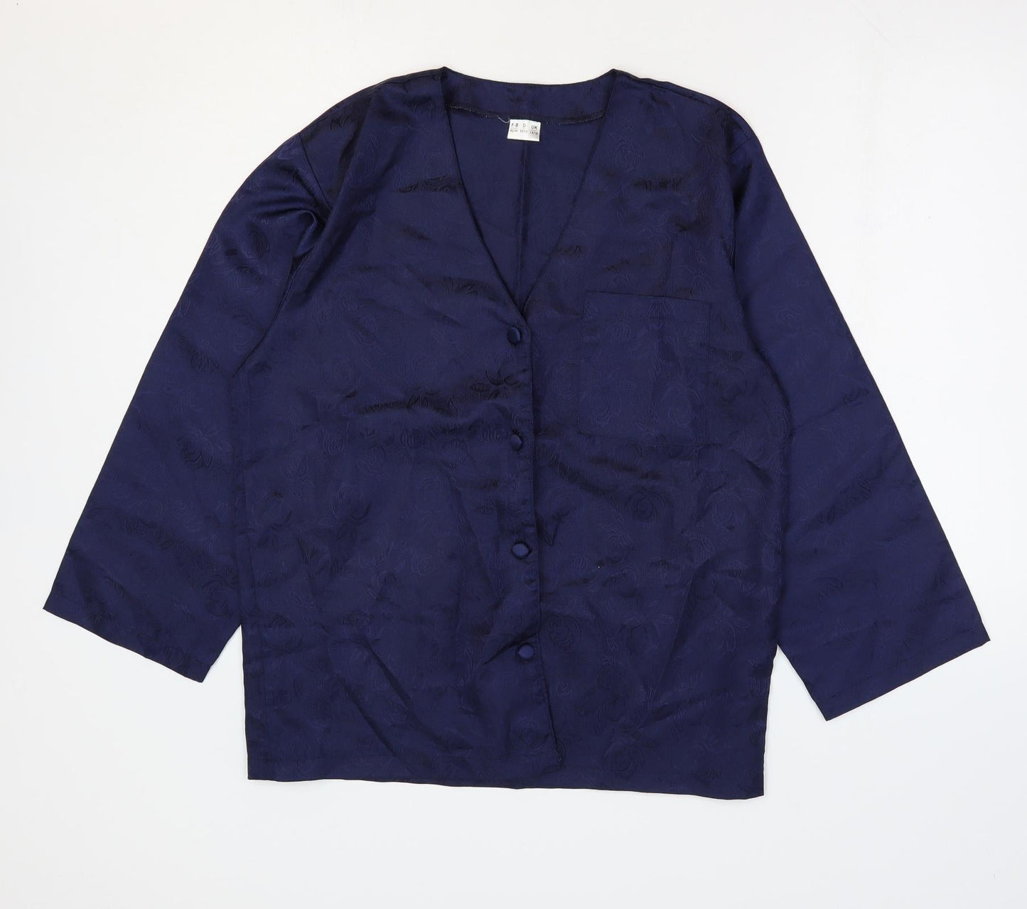 Womens UK Size 14 Preworn Blue Basic Button-Up