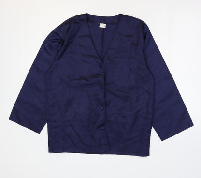 Womens UK Size 14 Preworn Blue Basic Button-Up