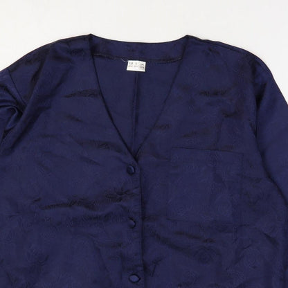 Womens UK Size 14 Preworn Blue Basic Button-Up
