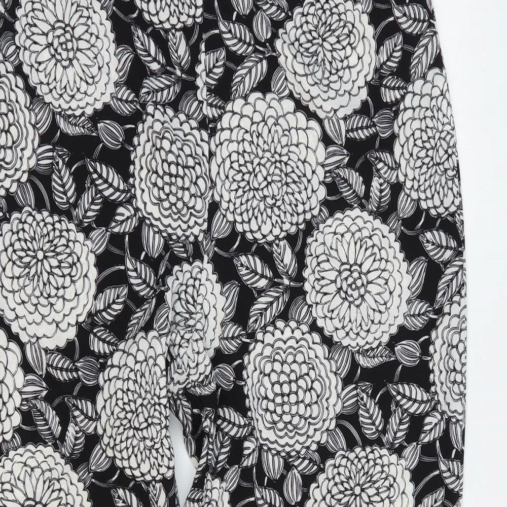 Lola May Womens Black Floral Polyester Trousers Size 10 L28 in Regular Zip