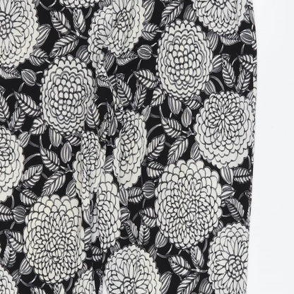 Lola May Womens Black Floral Polyester Trousers Size 10 L28 in Regular Zip