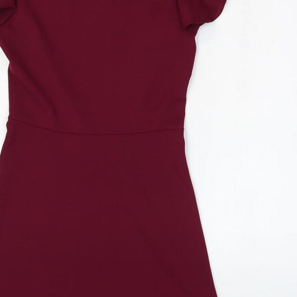 Boohoo Womens Purple Polyester Fit & Flare Size 8 Boat Neck Pullover