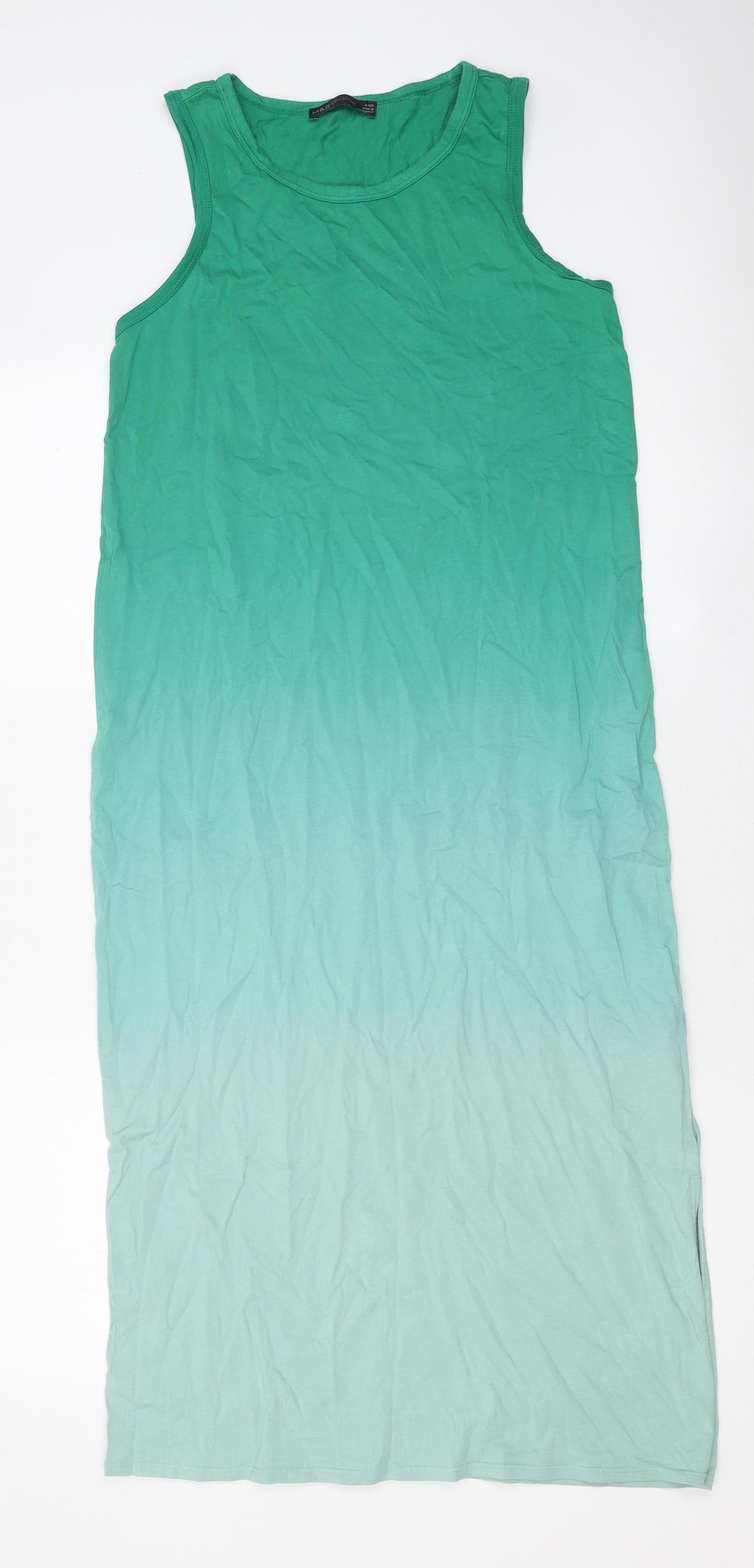 Marks and Spencer Womens Green Polyester Bodycon Size 6 Round Neck Pullover - Ombre