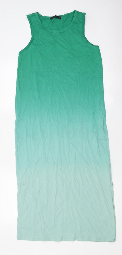 Marks and Spencer Womens Green Polyester Bodycon Size 6 Round Neck Pullover - Ombre