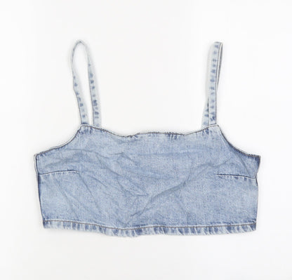 Divided Womens Blue 100% Cotton Cropped T-Shirt Size 6 Sweetheart