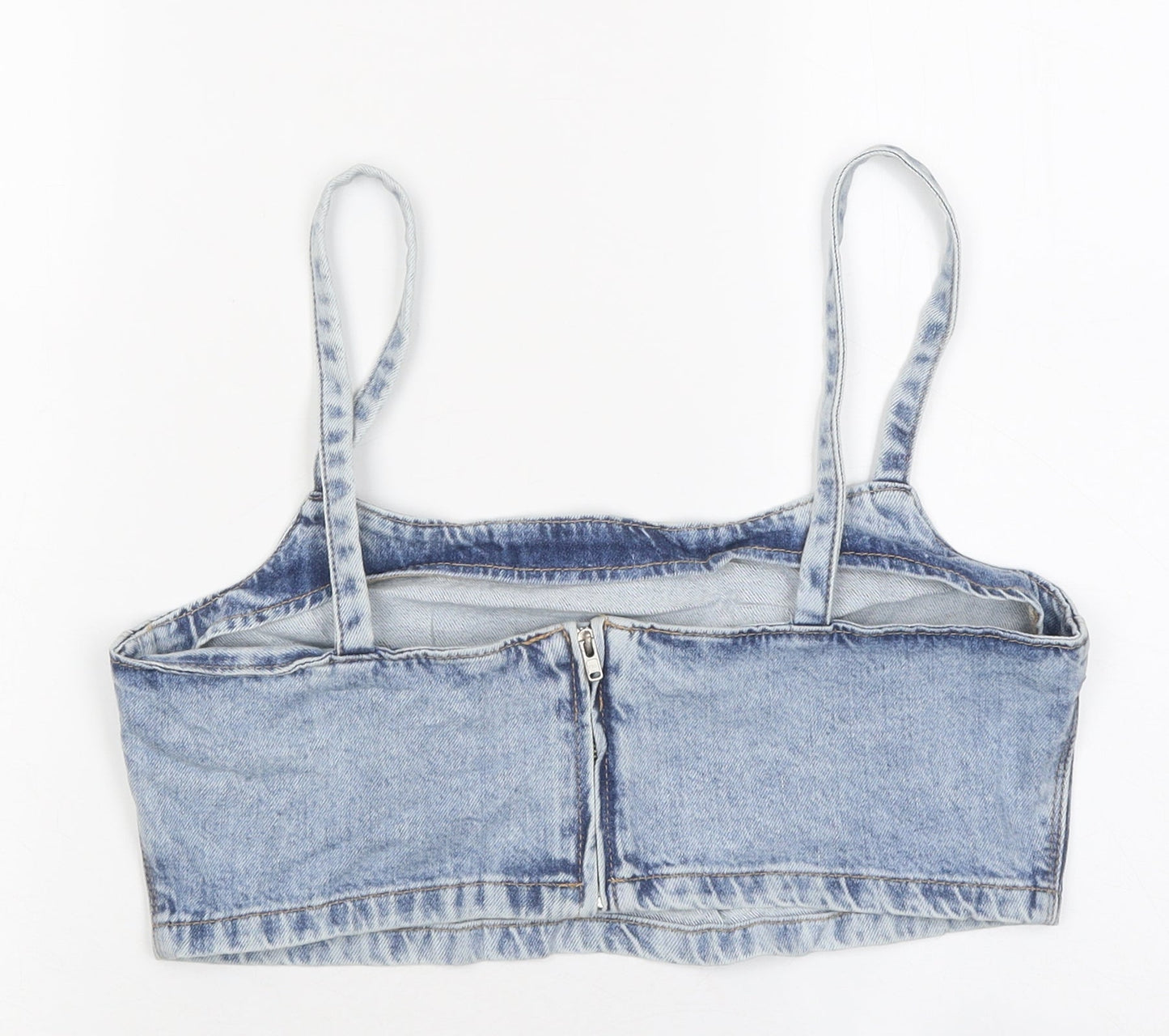 Divided Womens Blue 100% Cotton Cropped T-Shirt Size 6 Sweetheart