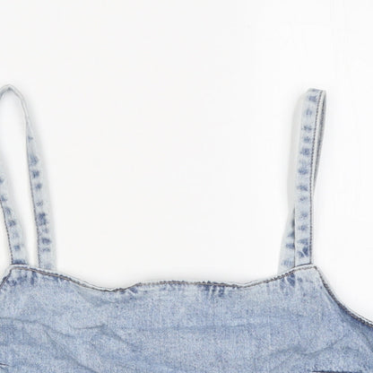 Divided Womens Blue 100% Cotton Cropped T-Shirt Size 6 Sweetheart