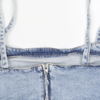 Divided Womens Blue 100% Cotton Cropped T-Shirt Size 6 Sweetheart