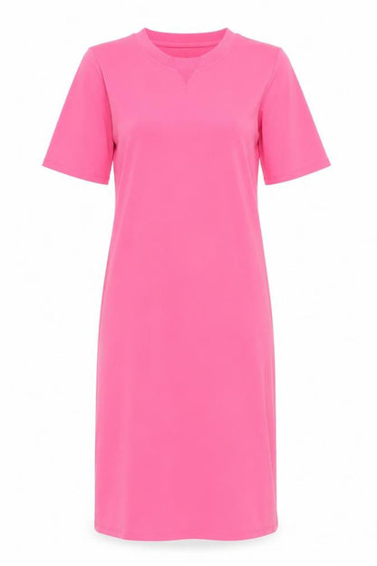 Marks and Spencer Womens Pink Polyester Shirt Dress Size 10 Round Neck Pullover