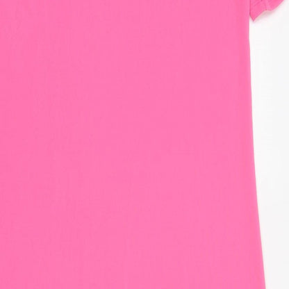 Marks and Spencer Womens Pink Polyester Shirt Dress Size 10 Round Neck Pullover