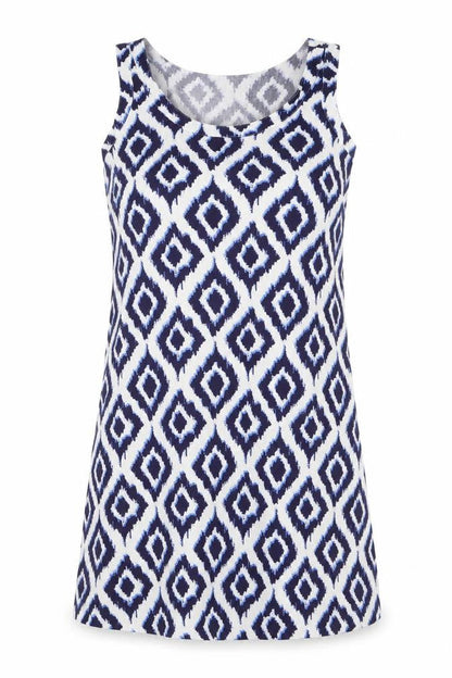 Marks and Spencer Womens Blue Geometric Polyester A-Line Size 6 Round Neck Pullover