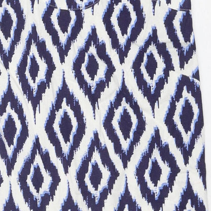 Marks and Spencer Womens Blue Geometric Polyester A-Line Size 6 Round Neck Pullover