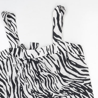 Marks and Spencer Womens Multicoloured Animal Print Polyester Basic T-Shirt Size 14 Sweetheart - Tie Zebra Print