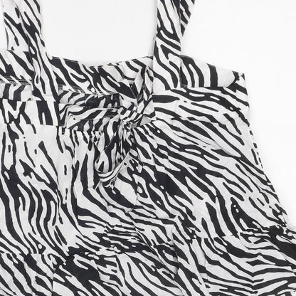 Marks and Spencer Womens Multicoloured Animal Print Polyester Basic T-Shirt Size 14 Sweetheart - Tie Zebra Print