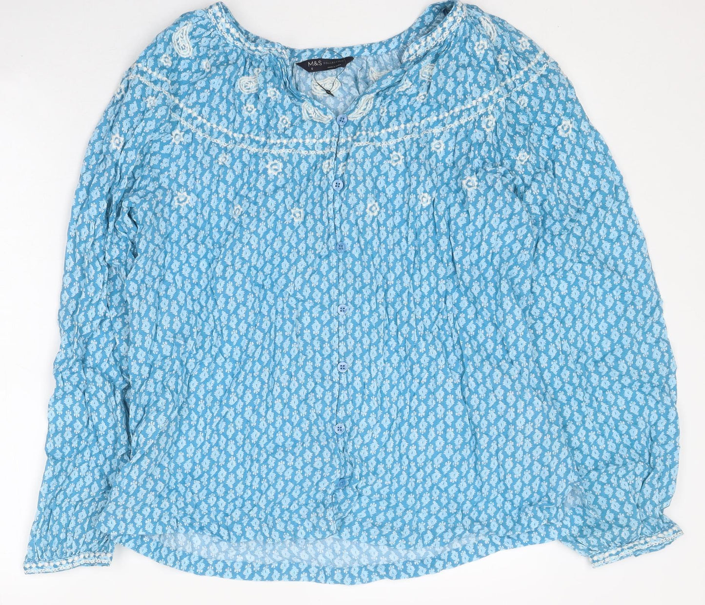 Womens UK Size 6 Marks and Spencer Blue Basic Blouse