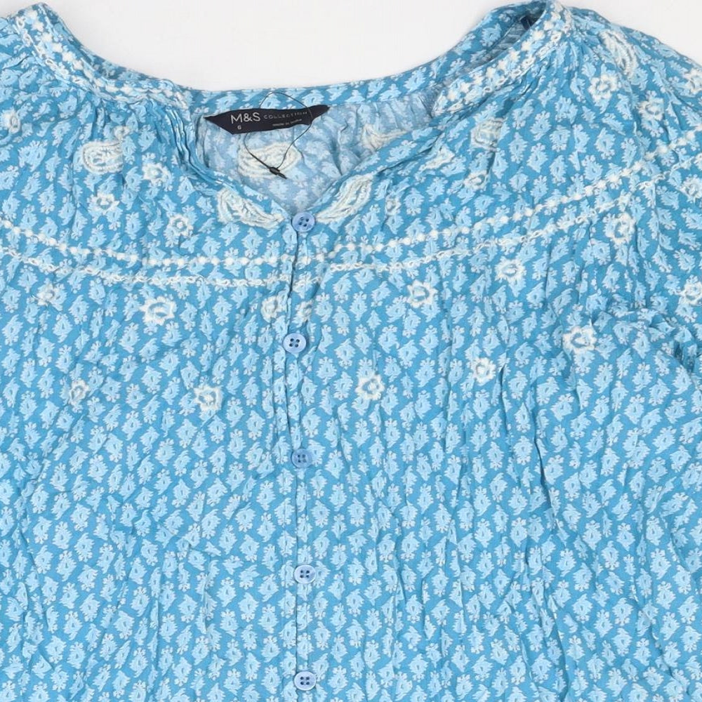 Womens UK Size 6 Marks and Spencer Blue Basic Blouse