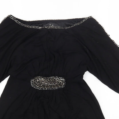 AX Paris Womens Black Viscose Fit & Flare Size S Off the Shoulder Pullover