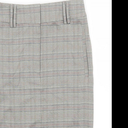 Marks and Spencer Womens Beige Check Polyester A-Line Skirt Size 6 Zip