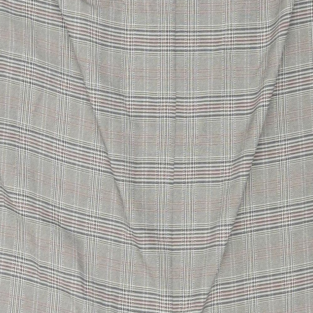 Marks and Spencer Womens Beige Check Polyester A-Line Skirt Size 6 Zip