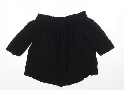Monsoon Womens Black Viscose Basic T-Shirt Size 10 Off the Shoulder