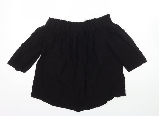Monsoon Womens Black Viscose Basic T-Shirt Size 10 Off the Shoulder