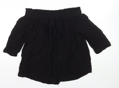 Monsoon Womens Black Viscose Basic T-Shirt Size 10 Off the Shoulder