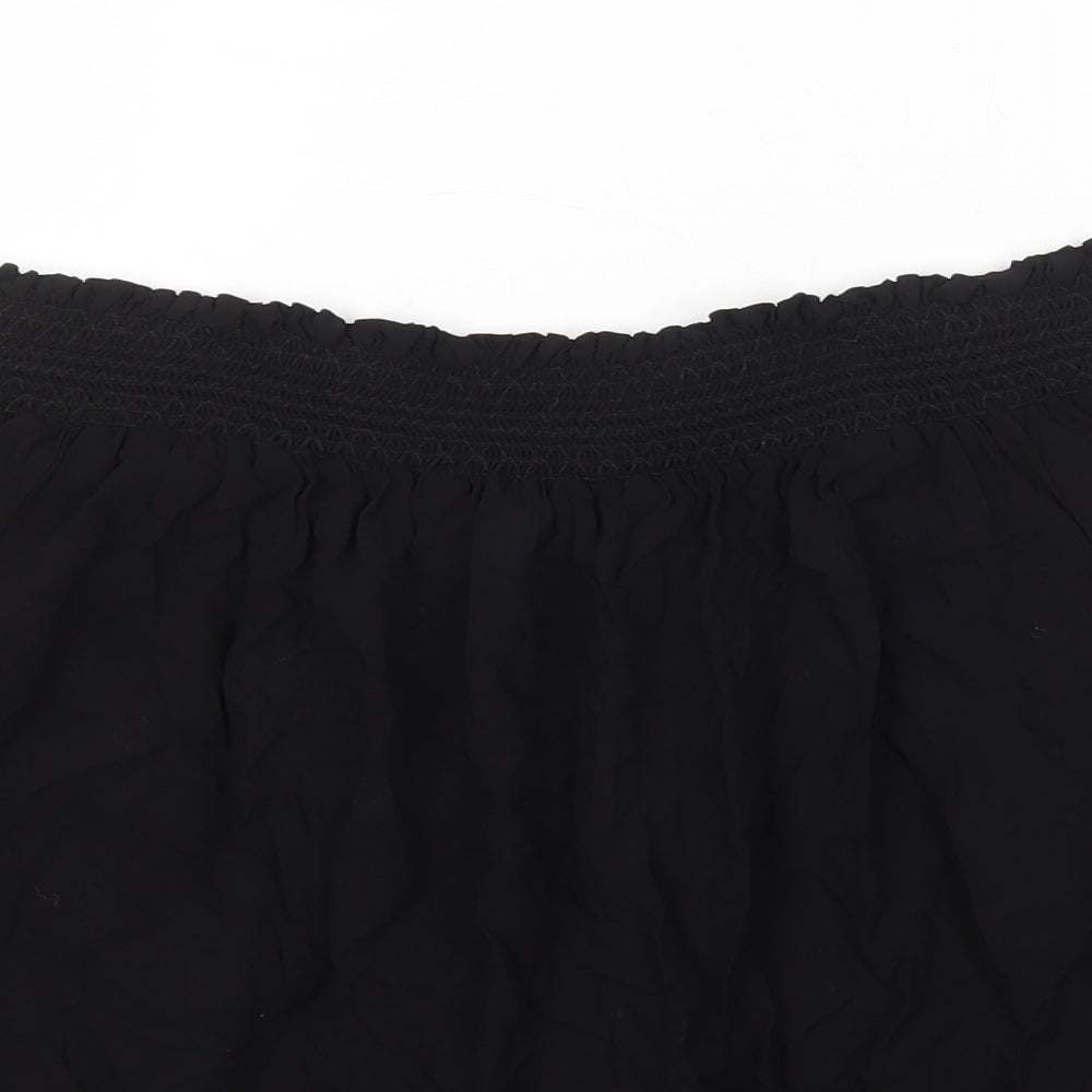 Monsoon Womens Black Viscose Basic T-Shirt Size 10 Off the Shoulder