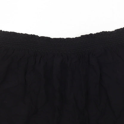 Monsoon Womens Black Viscose Basic T-Shirt Size 10 Off the Shoulder