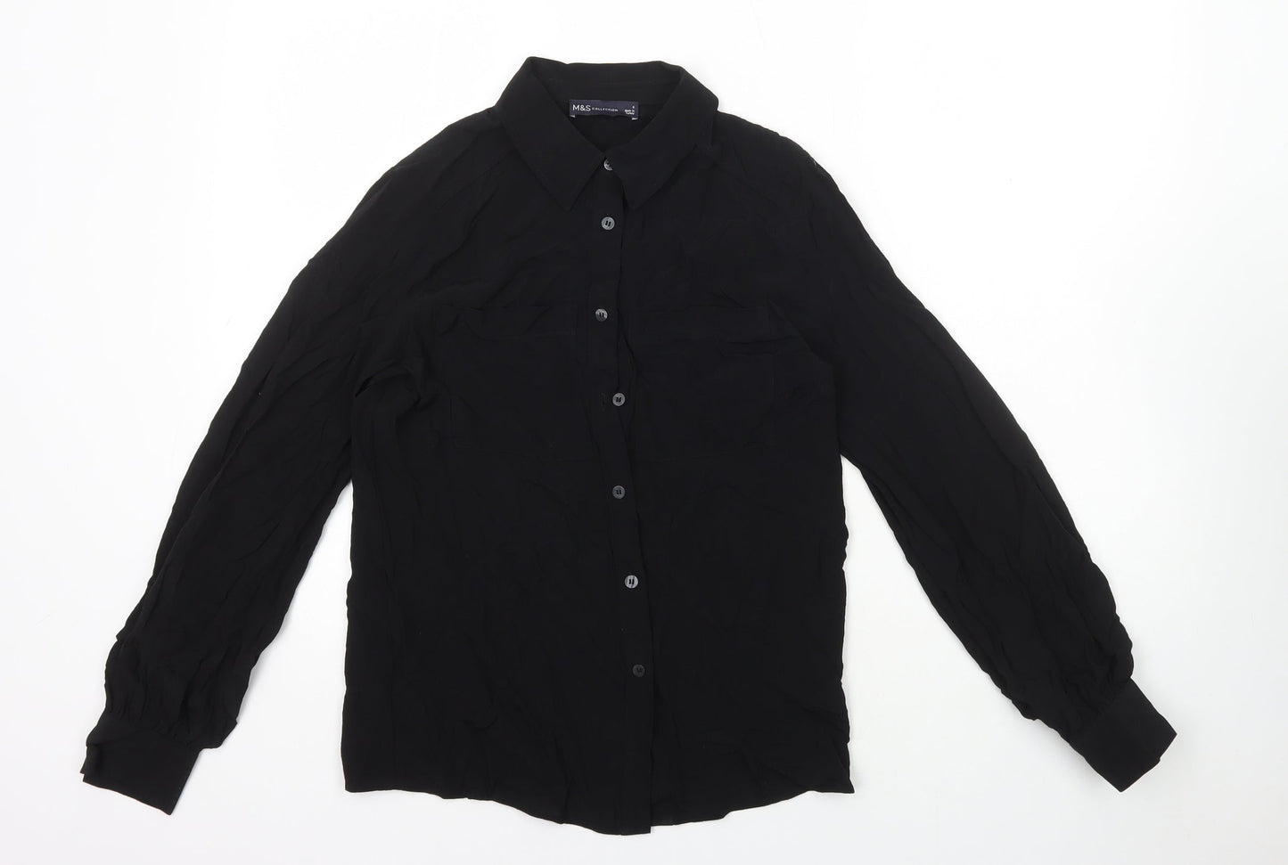 Womens UK Size 6 Marks and Spencer Black Basic Button-Up