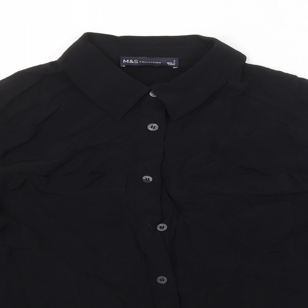 Womens UK Size 6 Marks and Spencer Black Basic Button-Up