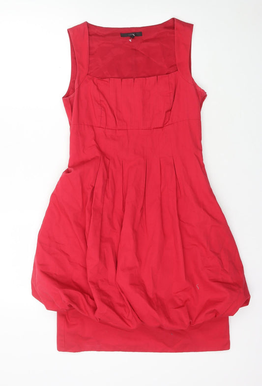 Coast Womens Red Cotton A-Line Size 12 Square Neck Zip