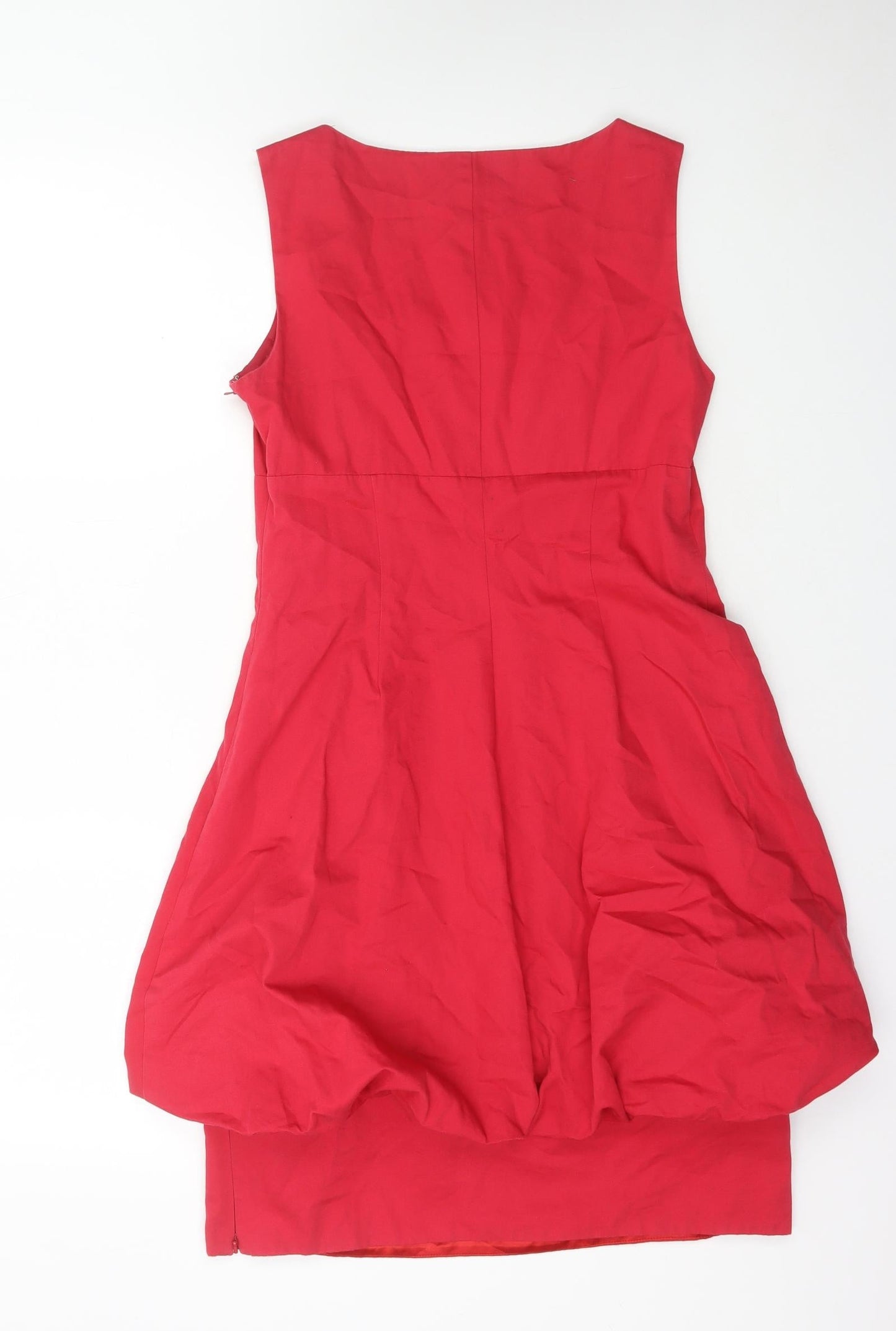 Coast Womens Red Cotton A-Line Size 12 Square Neck Zip