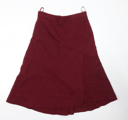 Marks and Spencer Womens Red Polyester Maxi Skirt Size 14 Zip