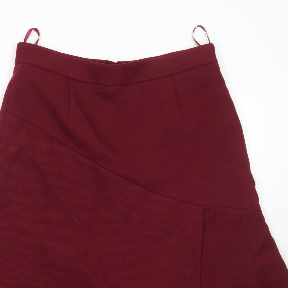 Marks and Spencer Womens Red Polyester Maxi Skirt Size 14 Zip