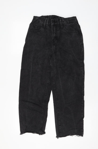 Womens UK Size 8 Preworn Regular Fit Mom Black Jeans