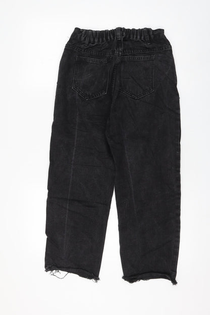 Womens UK Size 8 Preworn Regular Fit Mom Black Jeans