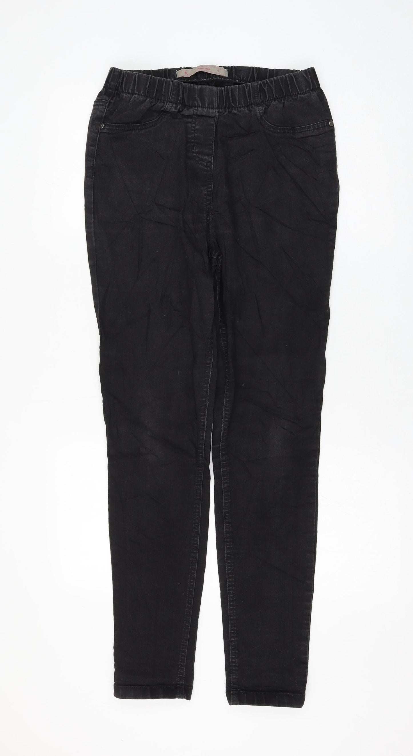 TU Womens Black Cotton Skinny Jeans Size 12 L30 in Regular