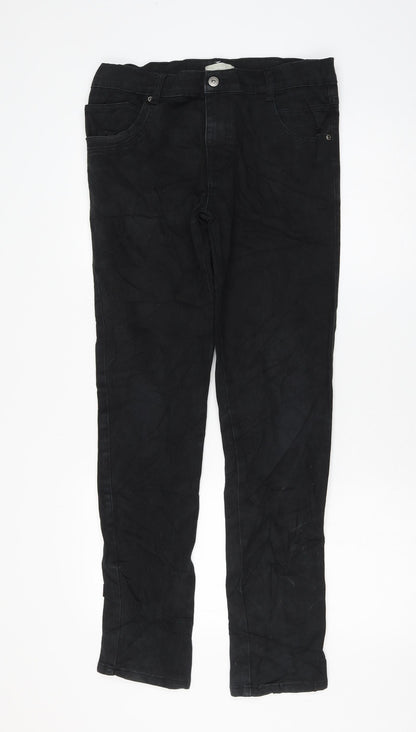 Red Herring Girls Black Cotton Skinny Jeans Size 14 Years Regular Zip