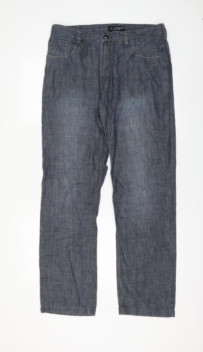 Cazero Collection Womens Blue Polyester Straight Jeans Size 34 in L30 in Regular Zip