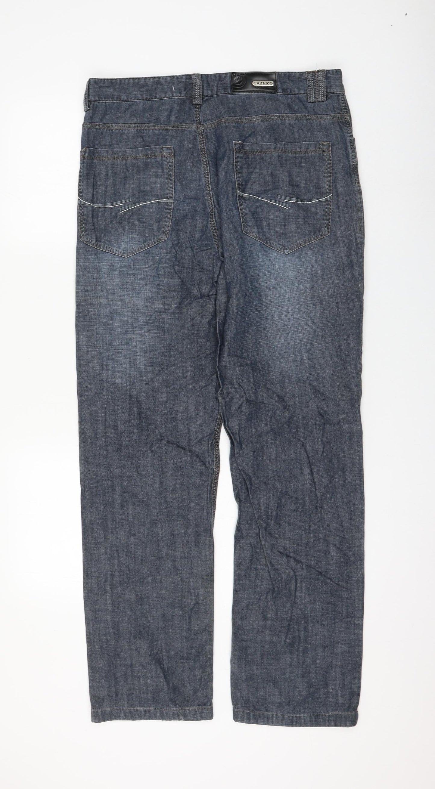Cazero Collection Womens Blue Polyester Straight Jeans Size 34 in L30 in Regular Zip