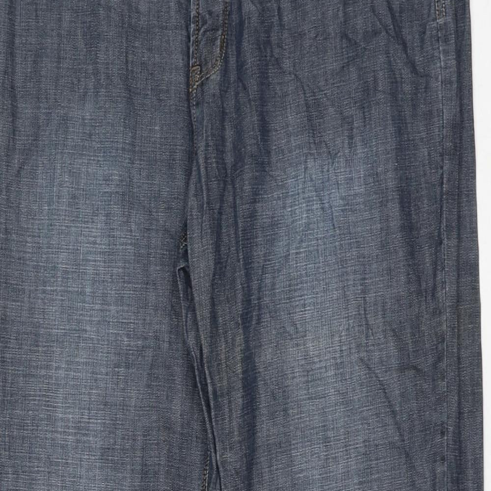 Cazero Collection Womens Blue Polyester Straight Jeans Size 34 in L30 in Regular Zip