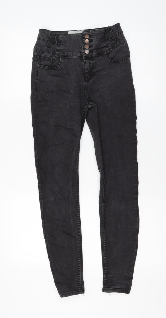 New Look Womens Black Cotton Skinny Jeans Size 8 L26 in Regular Zip