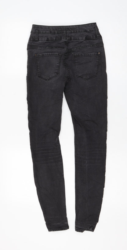 New Look Womens Black Cotton Skinny Jeans Size 8 L26 in Regular Zip