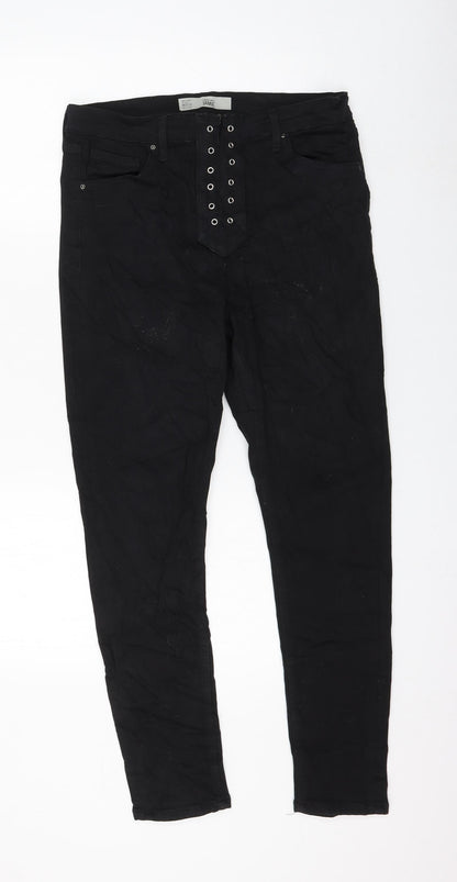 Topshop Womens Black Cotton Skinny Jeans Size 32 in L20.5 in Regular Zip